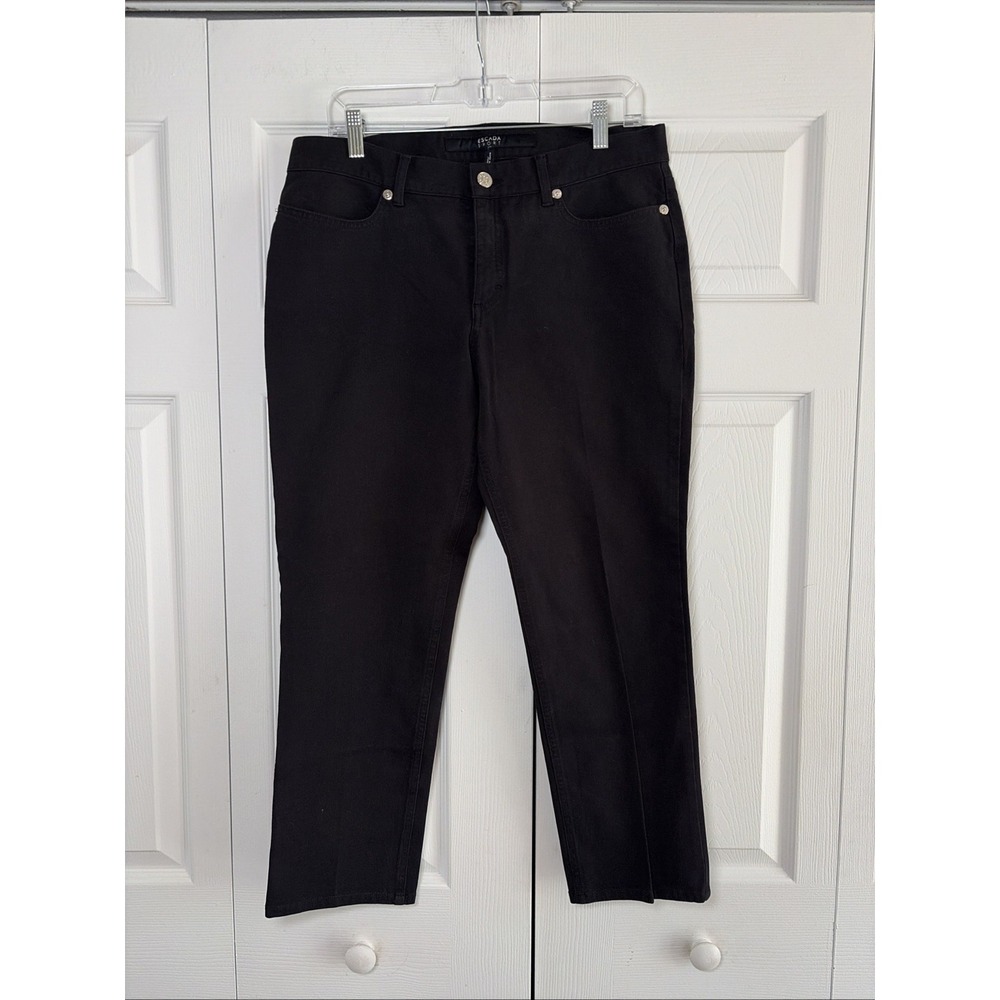 Escada Sport Tina Straight Leg Jeans Womens Size 42 Black Denim Made in Italy